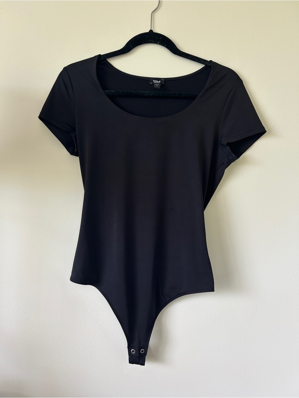 Express Black Scoop Neck Short Sleeve Bodysuit